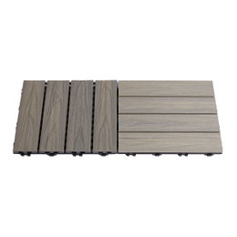 Terrasseflise komposit 30 x 30 cm 4-pak, drivtømmer - HORTUS | Lysgrå, vejrbestandig, vedligeholdelsesfri HORTUS komposit terrasseflise 30x30 cm 4-pak i lysgrå drivtømmer-look, vejrbestandig og slidstærk med autentisk træstruktur, perfekt til terrasse, altan og udendørsarealer