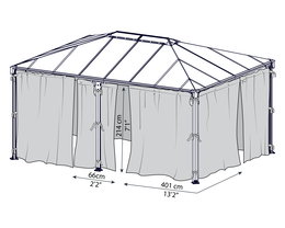 Pavillon med gardiner 401x214 cm Rektangulært pavillon med gardiner og mål 401x214 cm