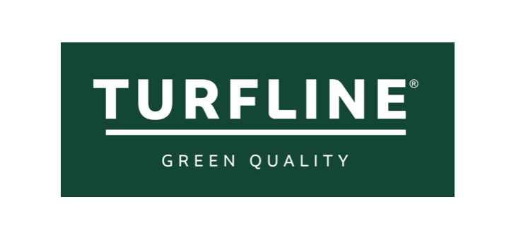 TURFLINE-logo på mørkegrøn baggrund med hvid linje og teksten 'GREEN QUALITY'