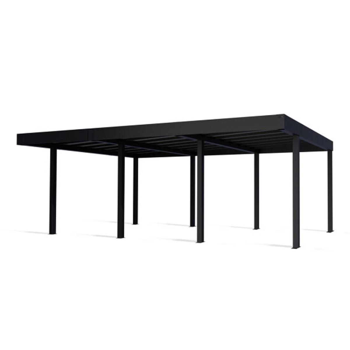 Fritstående sort aluminiumspergola med fladt tag
