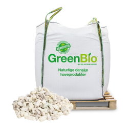 GreenBio hvid granit i bigbag Bigbag med GreenBio hvid granit på palle