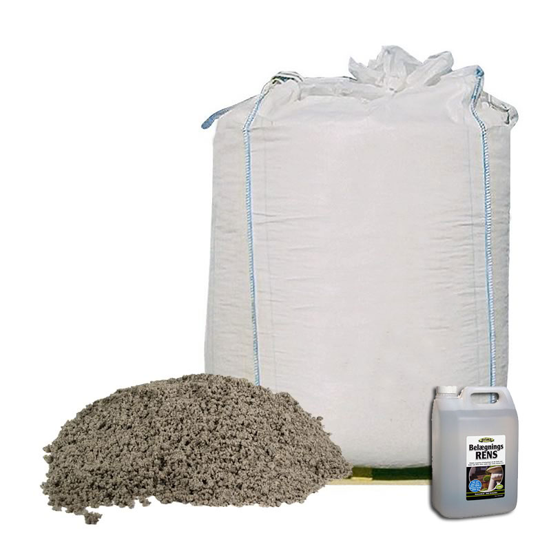 Bigbag med fugesand og dunk belægningsrens