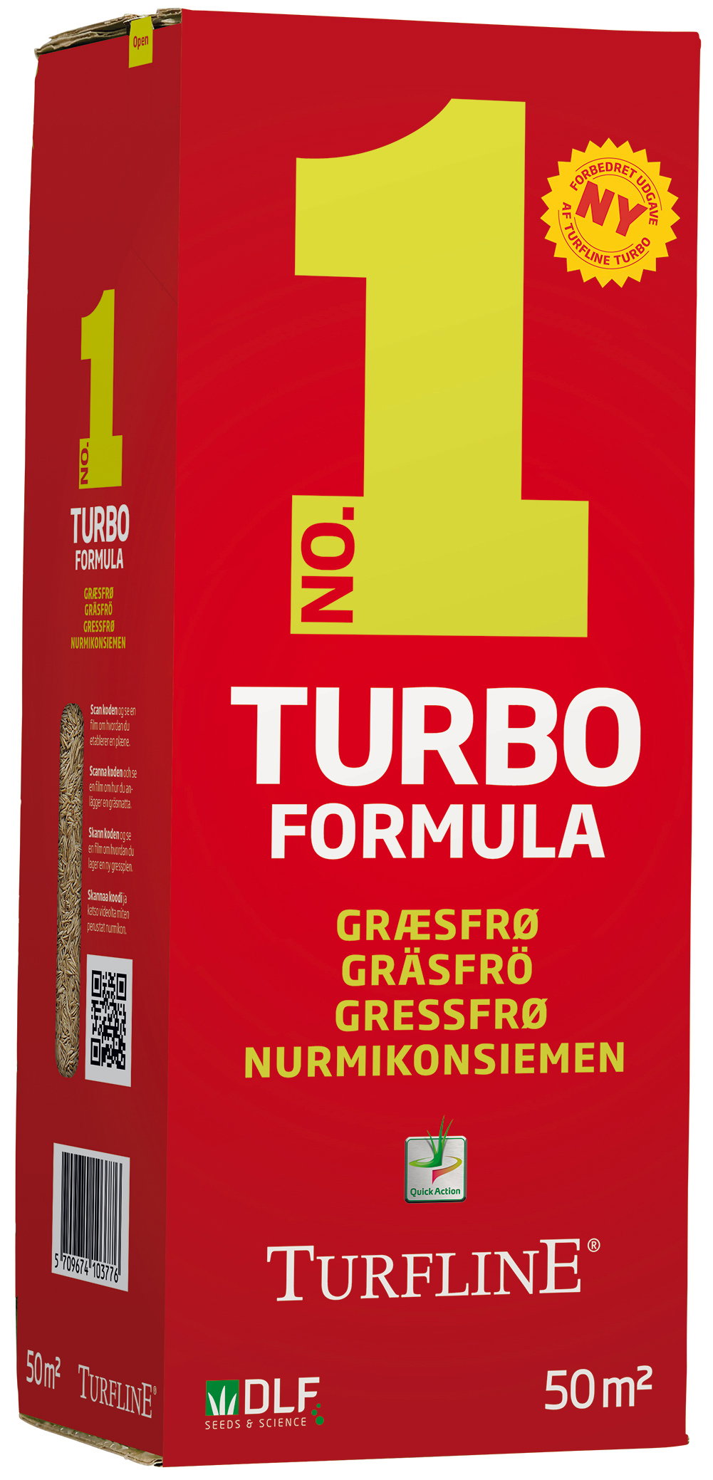 Rød pakke Turfline Turbo græsfrø til 50 m² plæne