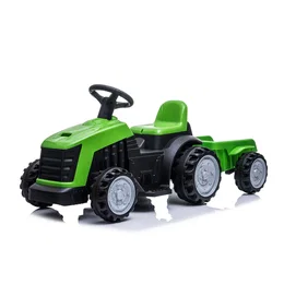 Eltraktor med trailer NORDIC PLAY Speed – grøn, 1 x 7,4V motor, til børn 2-6 år Grøn eltraktor med trailer fra Nordic Play Speed vist forfra, plasttraktor med sæde, rat, store hjul, 1 x 7,4V motor og enkel betjening – egnet til børn 2-6 år