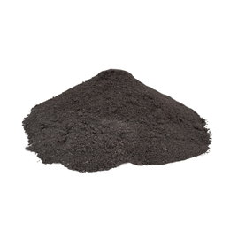 Fint sort pulvermateriale i bunke Bunke af fint sort pulver på hvid baggrund