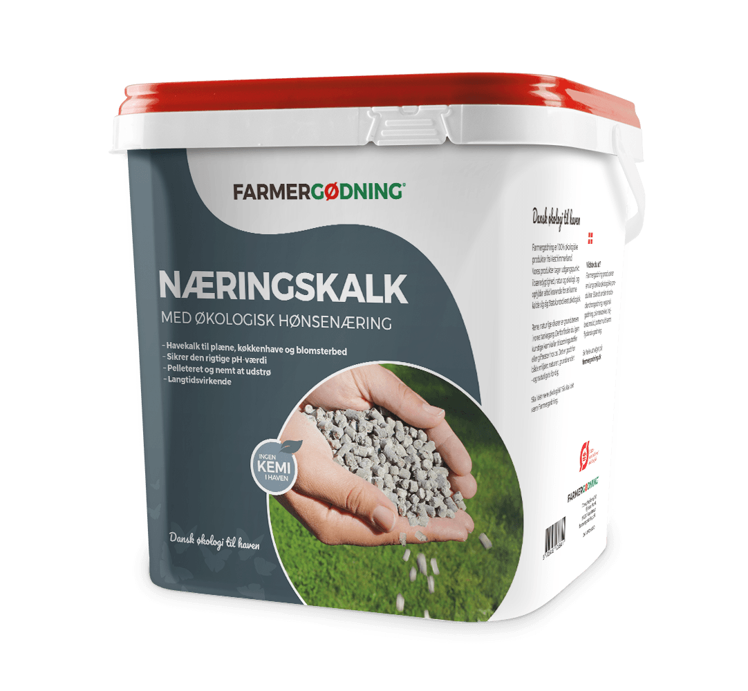 Næringskalk med økologisk hønsegødning 15 kg Spand med Farmergødning næringskalk til haven