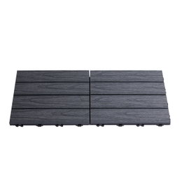 Terrasseflise komposit 30x30 cm 4-pak, antracitgrå HORTUS – holdbar træstruktur til terrasse og altan Antracitgrå HORTUS komposit terrasseflise 30x30 cm 4-pak med træstruktur, slidstærk og vejrbestandig overflade, nem at lægge på terrasse, altan eller udendørs arealer