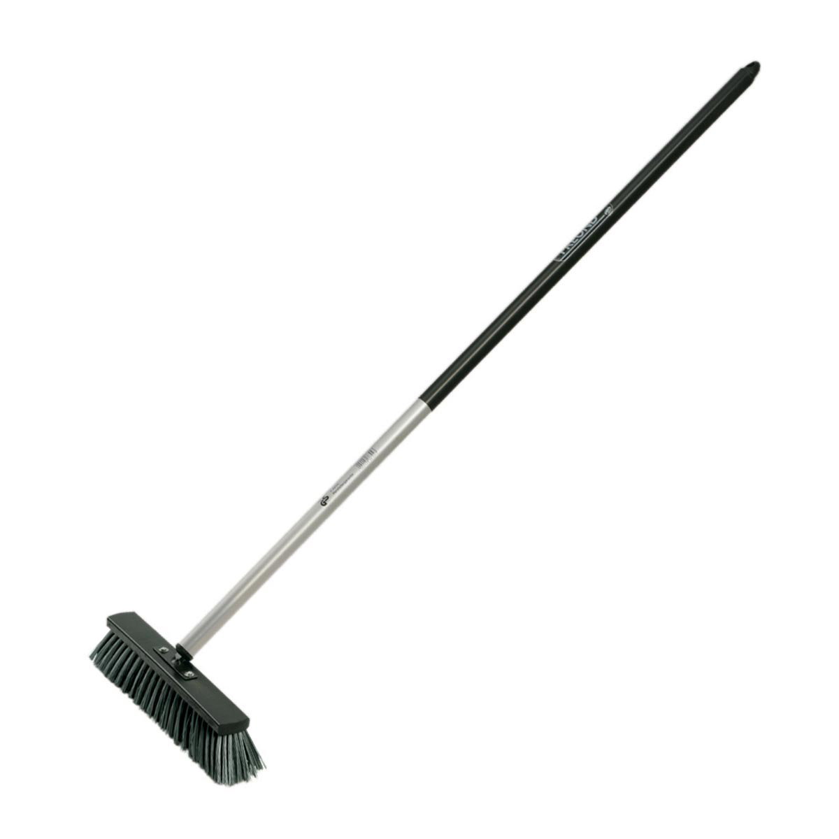 Terrassekost Freund 154 cm med let aluminiumskaft og 40 cm kostehoved med slidstærke ELASTON syntetbørster, ideel til terrasser, indkørsler og fortove (Freund Victoria)