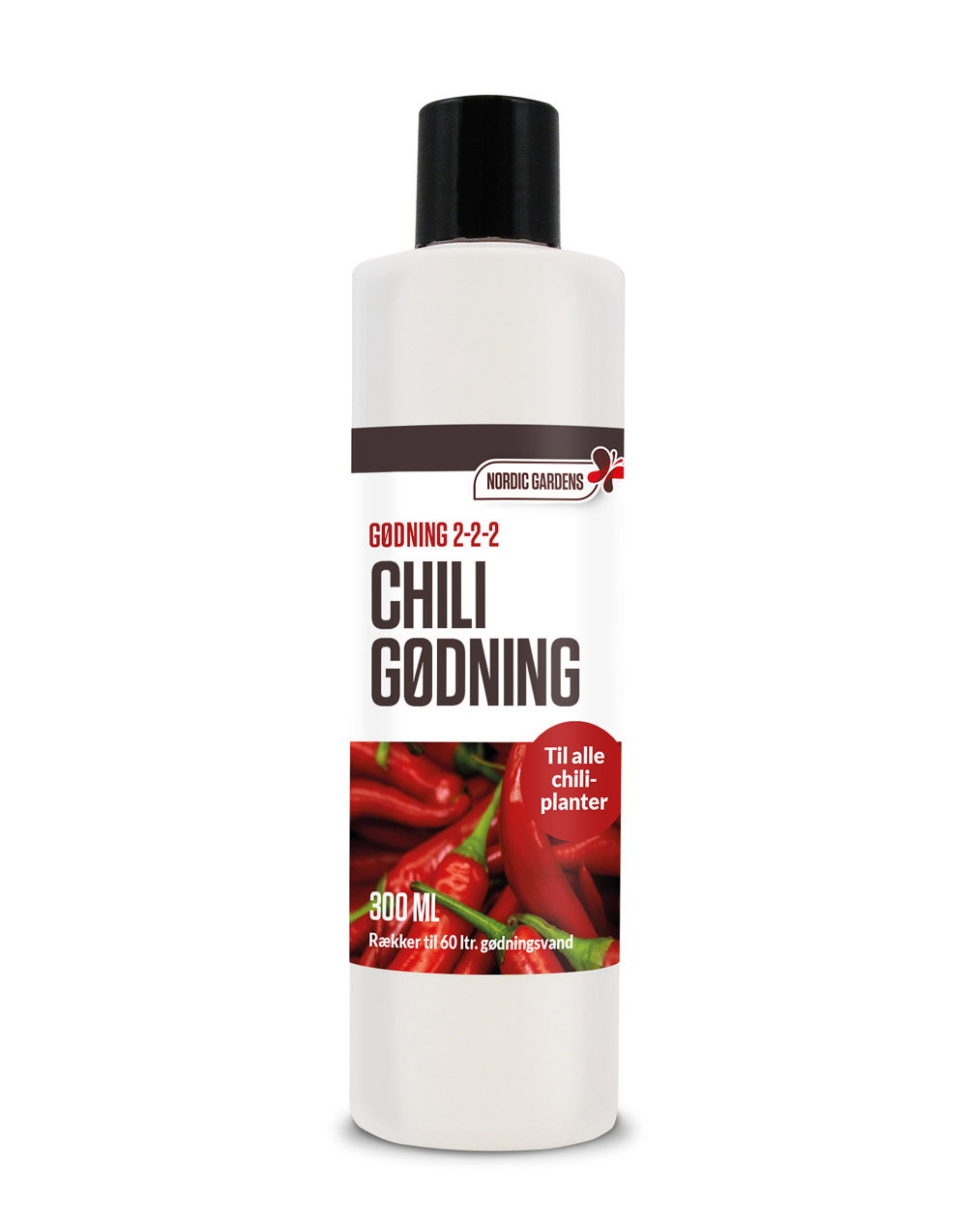 Nordic Gardens flydende chilgødning 300 ml Flaske med Nordic Gardens flydende chilgødning 300 ml