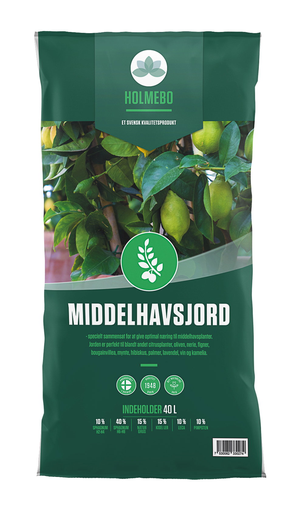 Holmebo middelhavsjord 40 L til citrusplanter Sæk med Holmebo middelhavsjord 40 L til middelhavsplanter