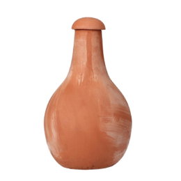 Brun terracotta karaffel med rund form og låg