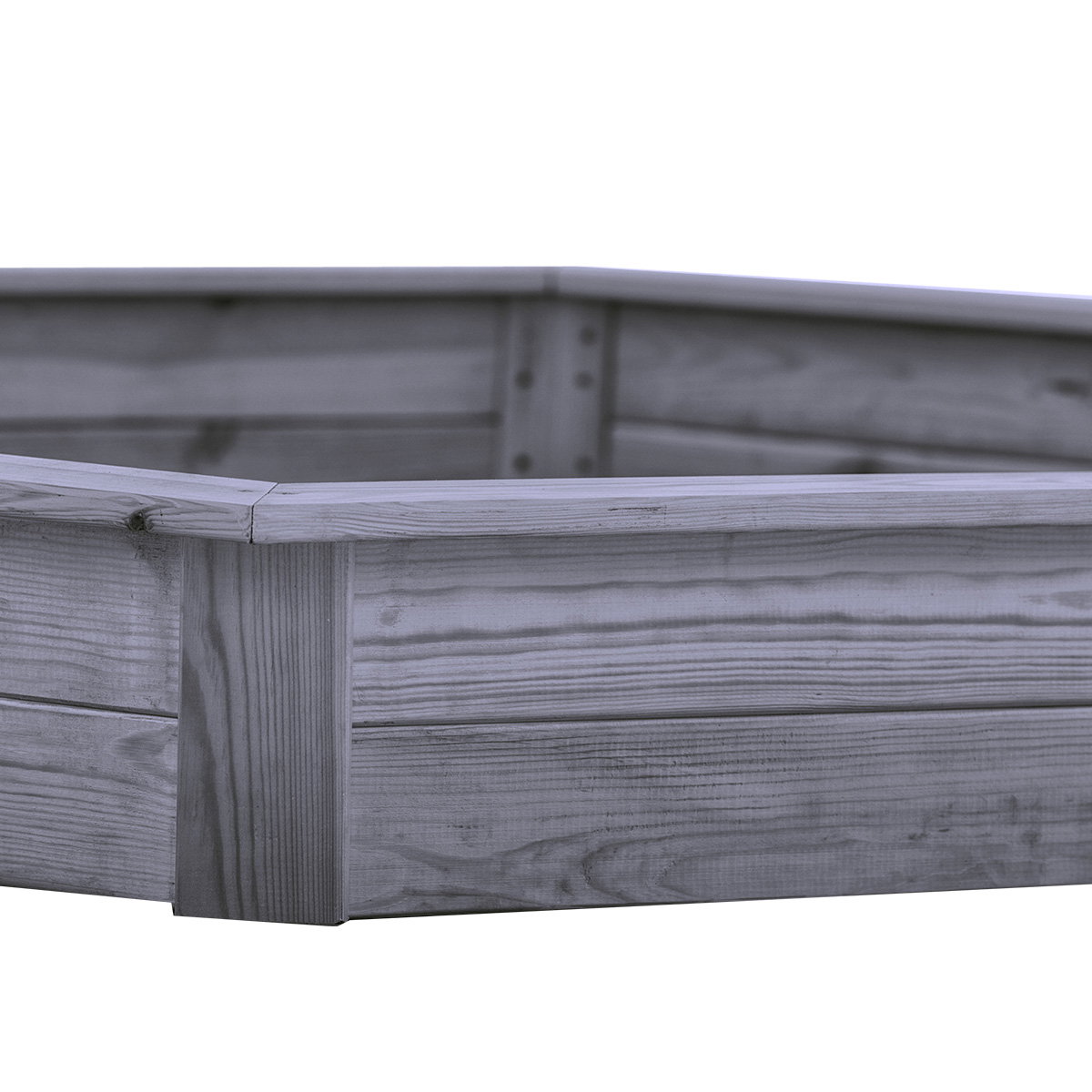Sandkasse 6-kantet grå, grundmalet NORDIC PLAY Active – 182 x 156 cm 6-kantet sandkasse fra NORDIC PLAY Active i grå, grundmalet PEFC-certificeret fyrretræ, 182 x 156 cm, robust kantdetalje og synligt træstruktur, velegnet til flere børn i haven