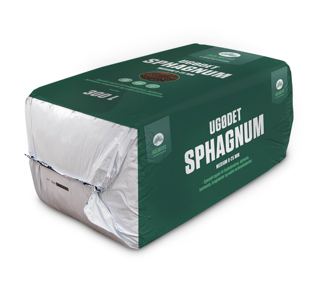 Ugodet sphagnum 300L til surbundsplanter Grøn sæk med 300 liter ugødet sphagnum