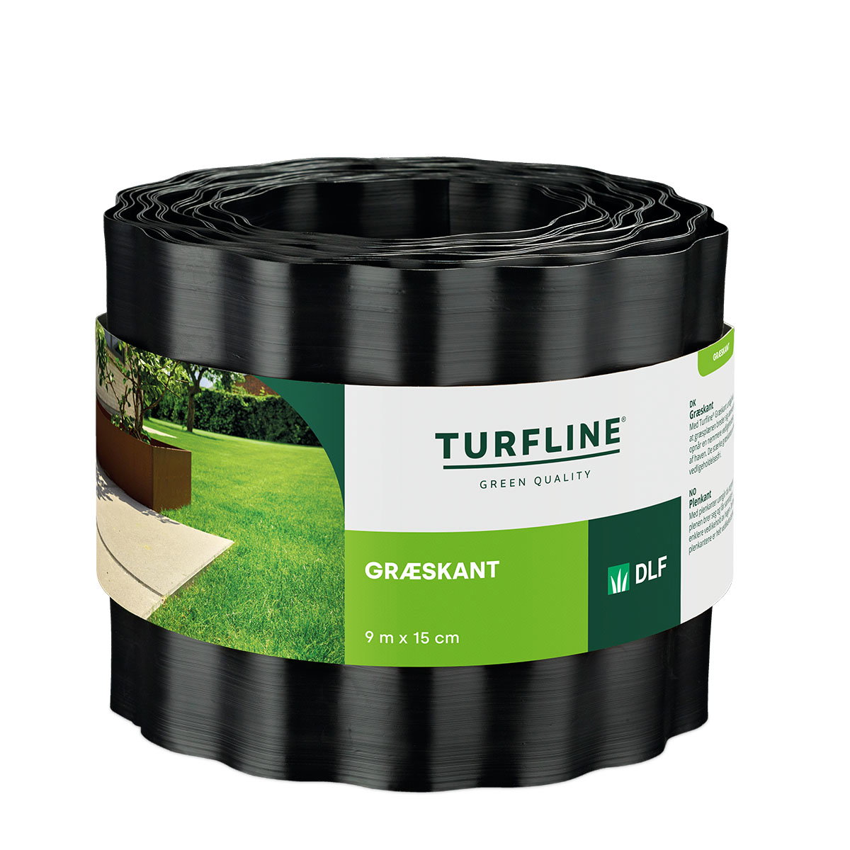Turfline græskant 9x15 cm sort plast Sort Turfline græskant i rulle 9x15 cm