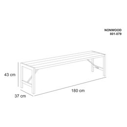 Rektangulær nonwood havebænk 180x37x43 cm
