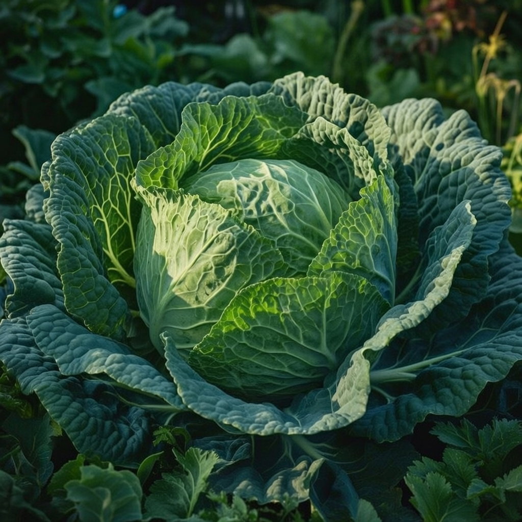 Savoykål frø 'Winterking 2' – hårdfør vinterkål | Horti Tops Savoykål (Winterking 2) tæt, bølget hoved med krøllede grønne blade på planteseng – hårdfør savoykål til koldt vejr. Frø fra Horti Tops, ideel til dyrkning og vinterhøst.