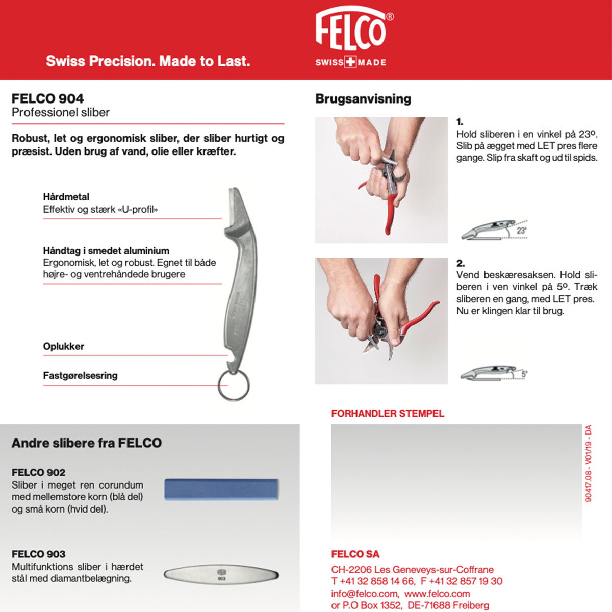 FELCO 904 ergonomisk sliber til hurtig, præcis skærpning