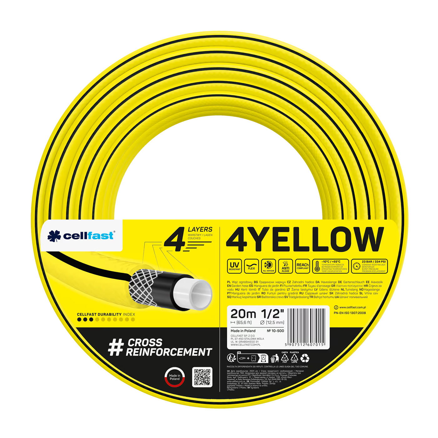 Cellfast 4YELLOW 4-lags Haveslange 1/2” Cellfast 4YELLOW 4-lags Haveslange 1/2”