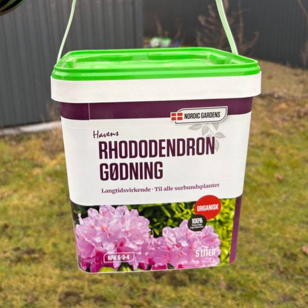 Billede af Nordic Gardens Rhododendrongødning (5 L) til 50 m² – 100% organisk, langtidsvirkende gødning NPK 6-3-4 til rhododendron og andre surbundsplanter, styrker rodnet og forbedrer blomstring