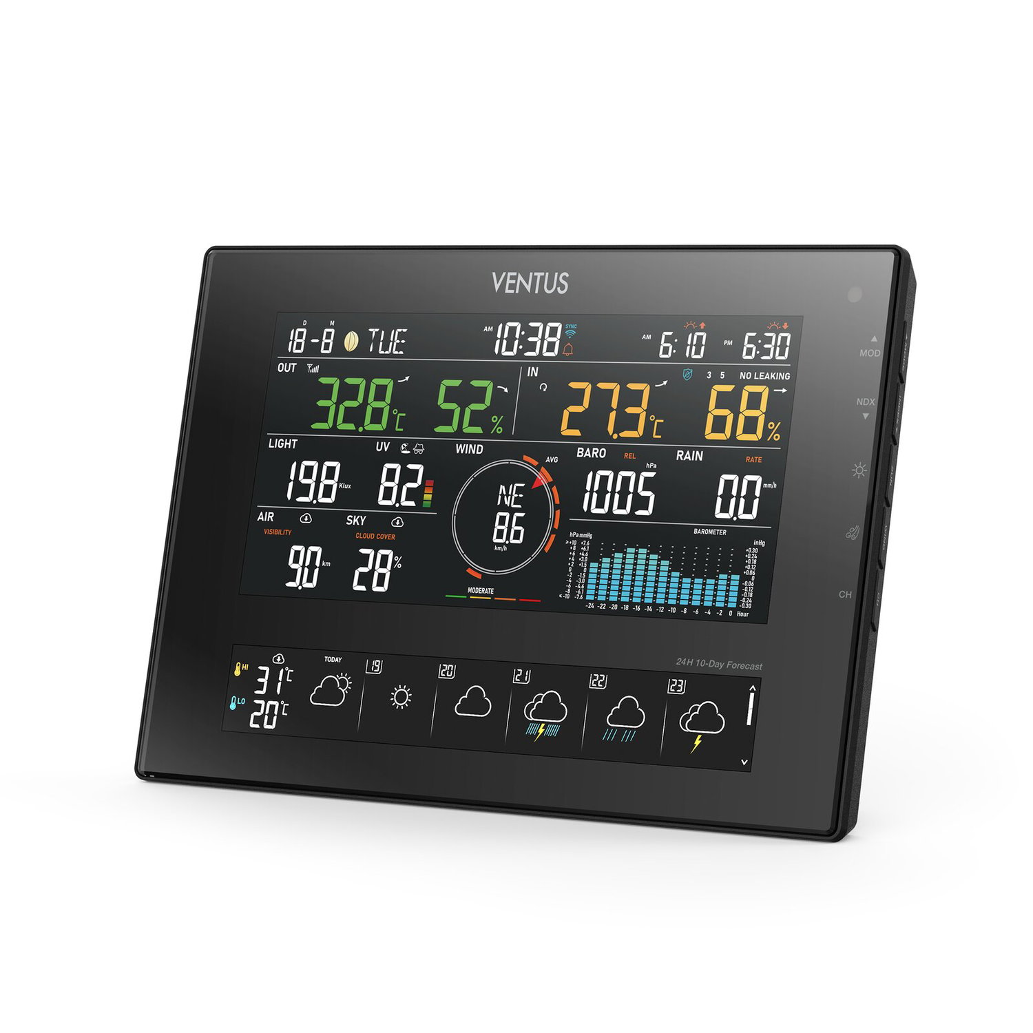VENTUS digital vejrstation med farvedisplay VENTUS avanceret vejrstation med stort farvedisplay