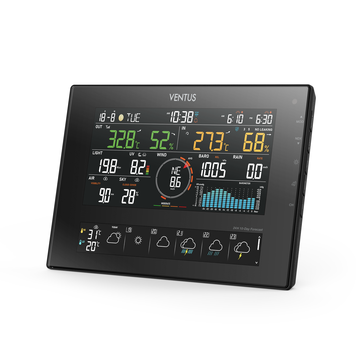 VENTUS digital vejrstation med farvedisplay VENTUS avanceret vejrstation med stort farvedisplay