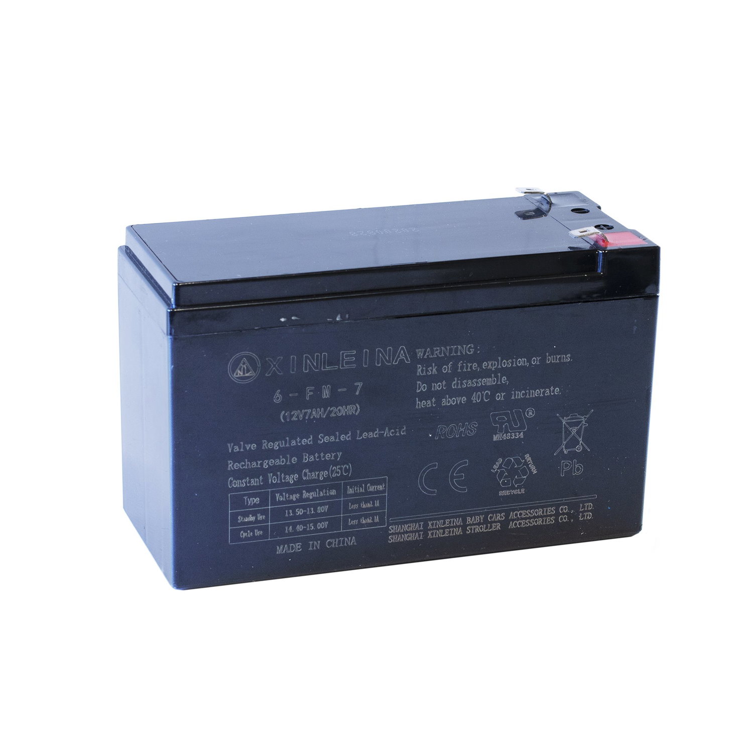 Sort 12V 7Ah lukket blybatteri til genopladning