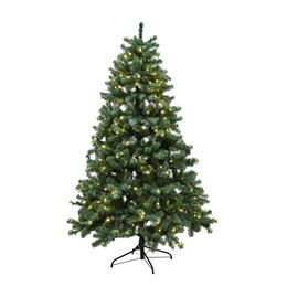 Kunstigt juletræ med LED-lys og metalfod Grønt kunstigt juletræ med varme LED-lys
