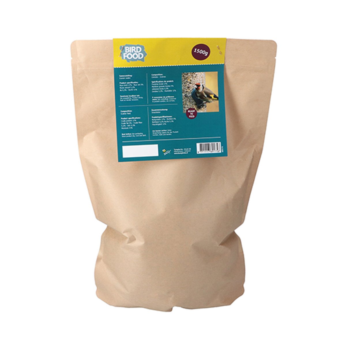 Fuglefoder i papirpose 1500 g Brun papirpose med 1500 g fuglefoder