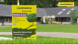 Barenbrug Shadow græsfrø 1 kg emballage på græsplæne – skyggegræs til både skygge og sol, Coated med Yellow Jacket Water Manager, rækker til ca. 50 m²