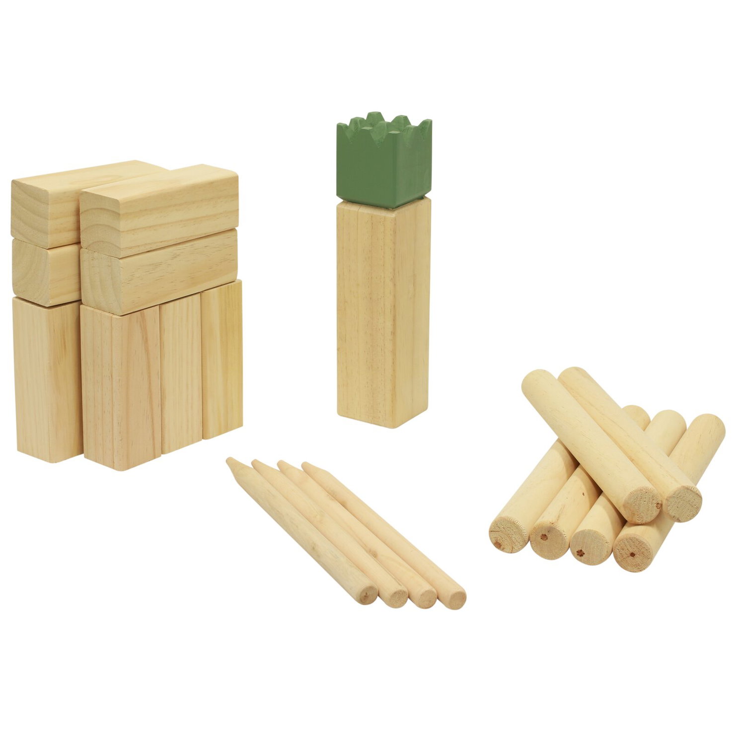 Kubb havespil i lyst træ Komplet Kubb sæt i lyst træ til haven
