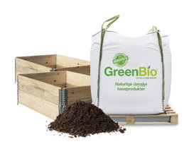 GreenBio havejord i bigbag med træhøjbede