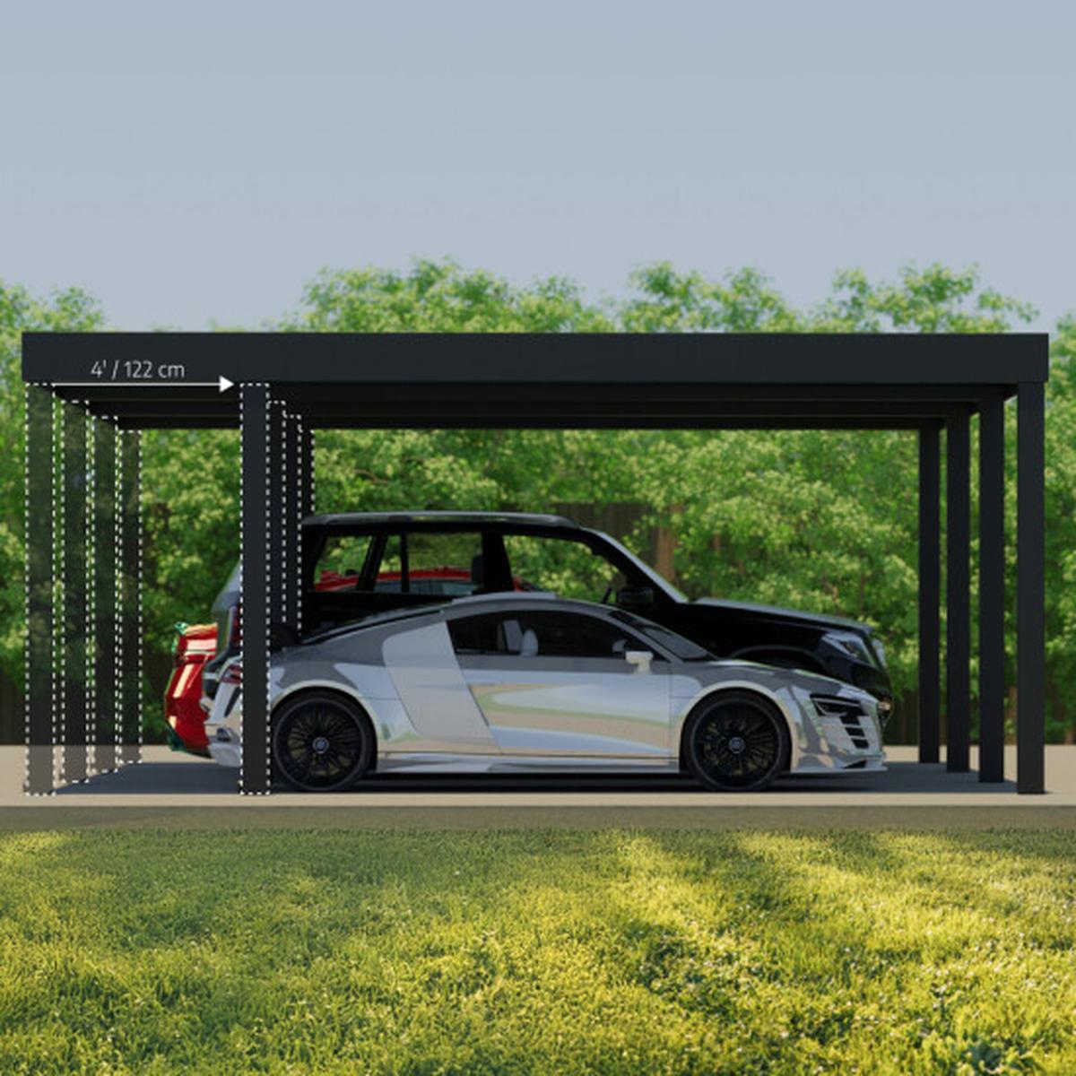 Moderne dobbelt carport i stål til to biler