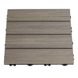 HORTUS terrasseflise komposit 30 x 30 cm 4-pak i drivtømmer-look, lysgrå træstruktur, vejrbestandig og lav vedligeholdelse - ideel til terrasse, altan og andre udendørsarealer