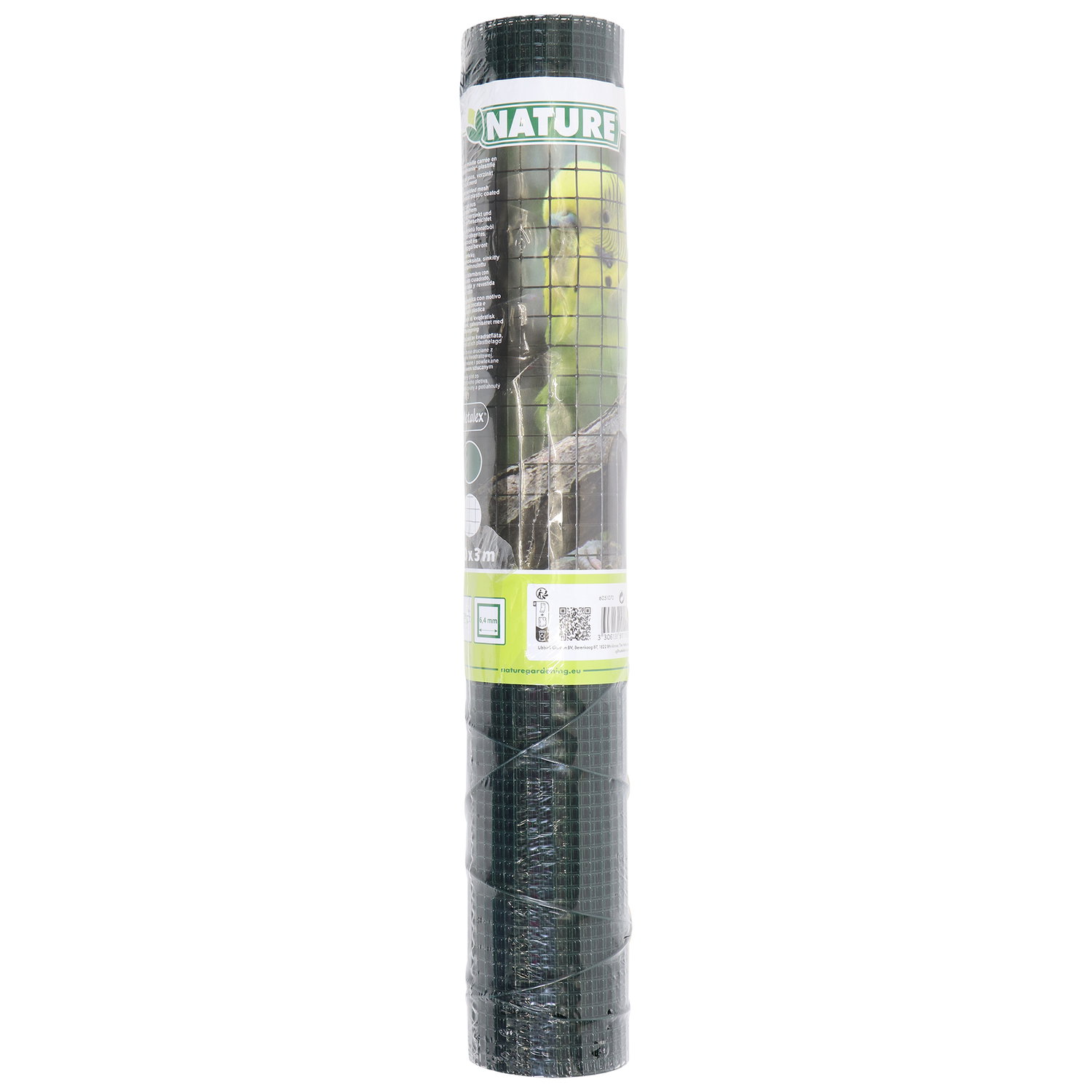 Rulle galvaniseret trådnet fra Nature med grøn PVC-belægning, maskestørrelse 6,4 mm, mål 50 cm x 3 m, velegnet til plantbeskyttelse, afskærmning og hobbyprojekter i haven