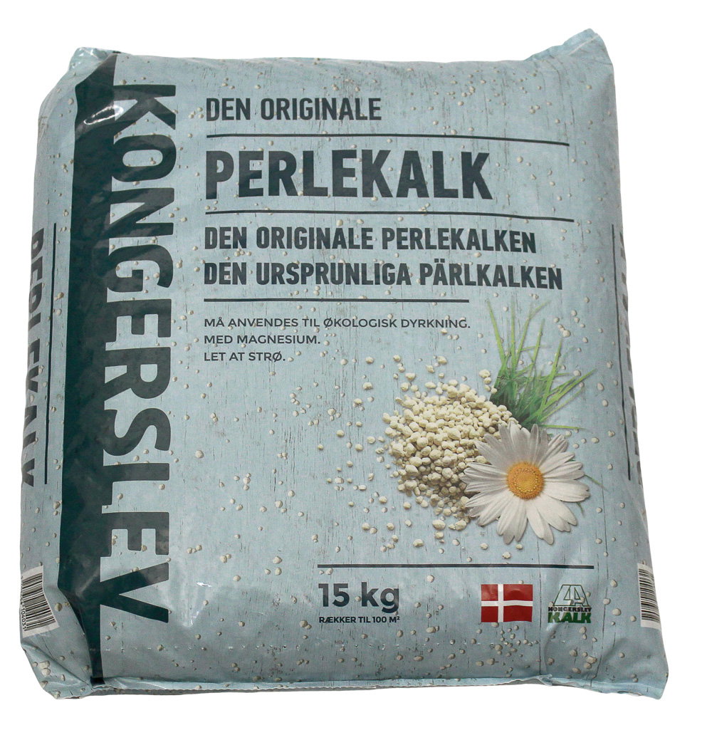 Sæk med Kongerslev perlekalk 15 kg til havebrug