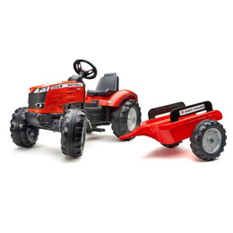 Massey Ferguson pedaltraktor med trailer til børn Rød Massey Ferguson pedaltraktor med aftagelig trailer