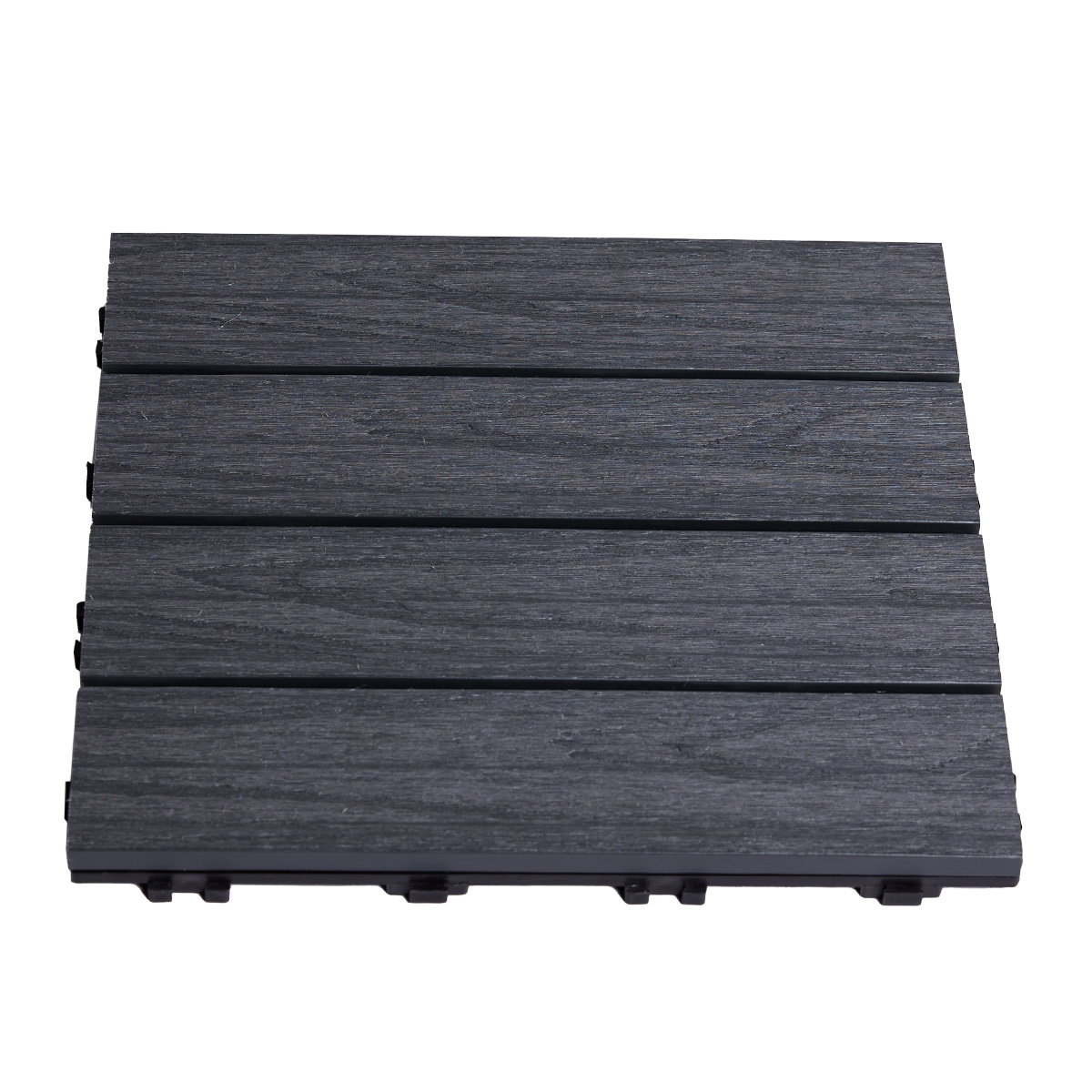 Terrasseflise komposit HORTUS 30x30 cm 4-pak i antracitgrå med naturlig træstruktur, vejrbestandig og skridsikker - ideel til terrasse, altan og udendørsområder
