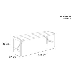 NONWOOD bænk 123x37x43 cm Steltegning af NONWOOD bænk 123x37x43 cm