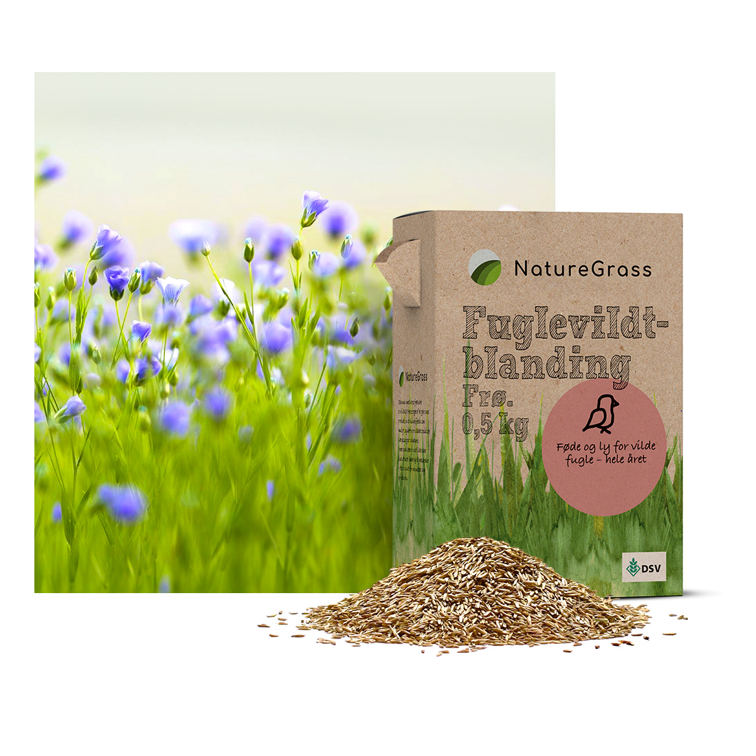 NatureGrass fuglevildtblanding frø 0,5 kg pakke