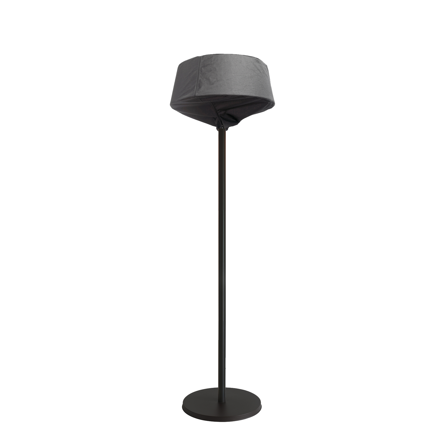 Sort gulvlampe med stofskærm Moderne sort gulvlampe med grå stofskærm