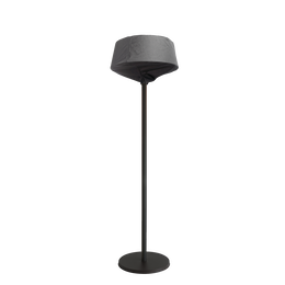 Sort gulvlampe med stofskærm Moderne sort gulvlampe med grå stofskærm