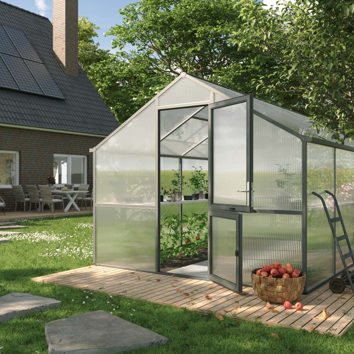 Drivhus - KGT Nelke IV, Antracitgrå - 12,74 m2