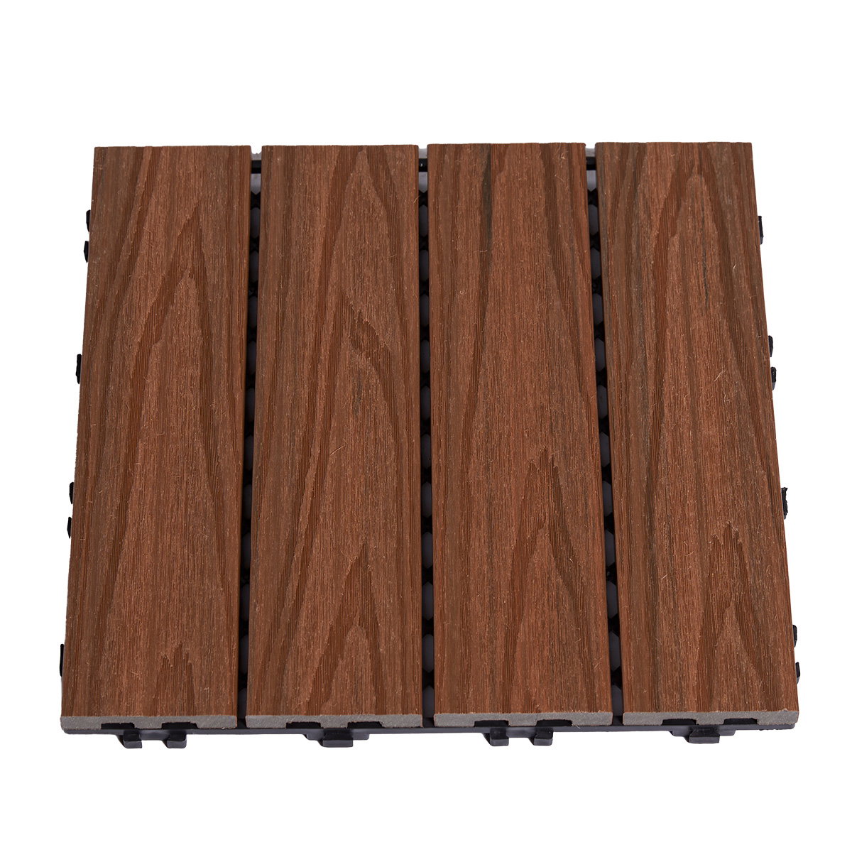 Terrasseflise komposit 30 x 30 cm 4-pak, teak – HORTUS HORTUS terrasseflise i komposit 30 x 30 cm, 4-pak, teakfarvet med realistisk træstruktur, slidstærk og vejrbestandig, nem klik-installation til terrasse, altan og udendørsområder
