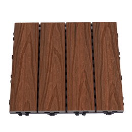 HORTUS terrasseflise i komposit 30 x 30 cm, 4-pak, teakfarvet med realistisk træstruktur, slidstærk og vejrbestandig, nem klik-installation til terrasse, altan og udendørsområder