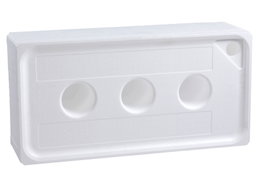Hvid EPS-flaskeholder til transport Rektangulær hvid EPS-flaskeholder med 3 huller