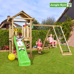 Jungle Gym legetårn med rutsjebane og gynger Børn leger på Jungle Gym legetårn med rutsjebane og gynger
