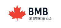 BMB-logo: Det naturlige valg BMB-logo med rød lønneblad og teksten "BMB – Det naturlige valg"