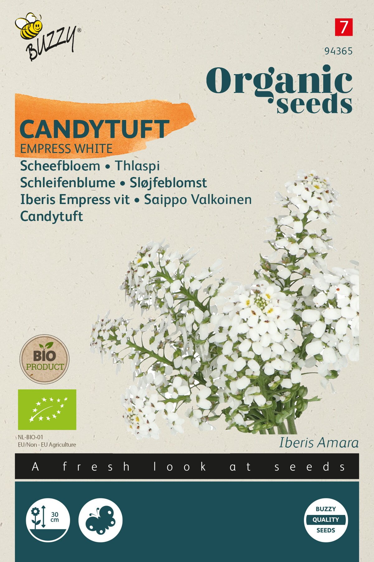 Øko frø til sløjfeblomst Candytuft hvid Buzzy økologiske frø til hvid sløjfeblomst Candytuft