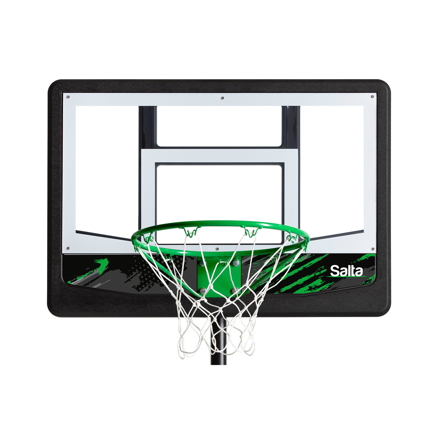 Salta basketballkurv med plade og net, grøn kant