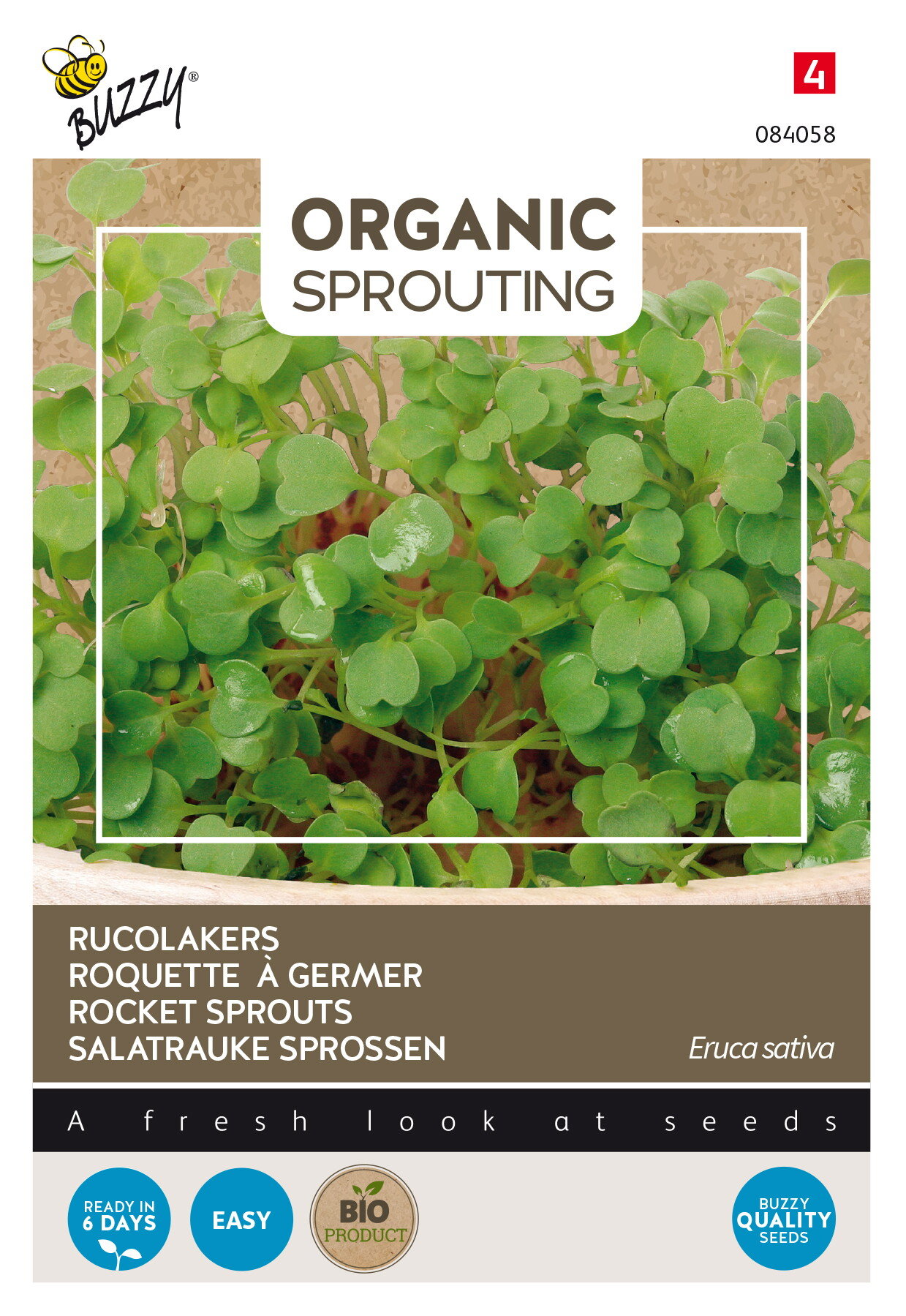 Frøpose med økologiske rucola spirer fra Buzzy